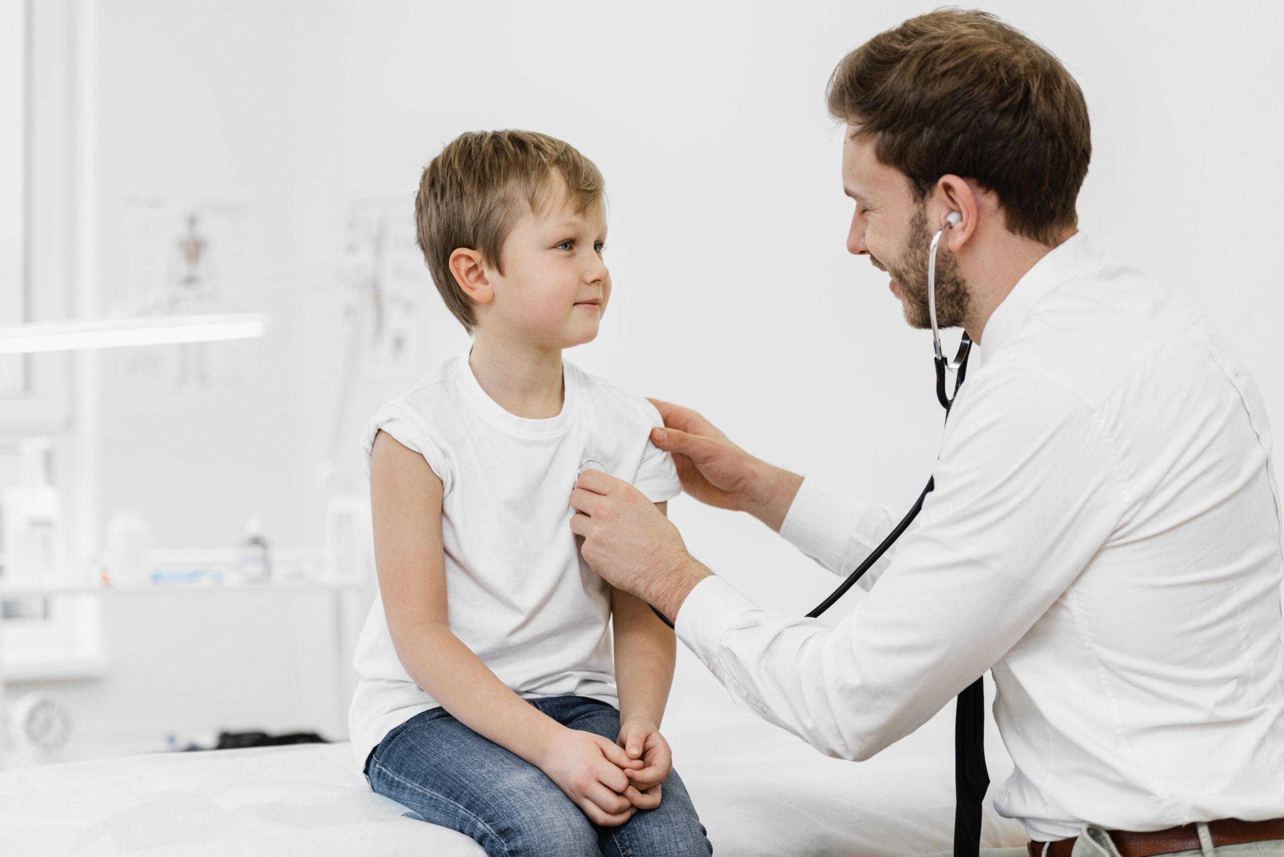 Medium shot doctor checking hear beat